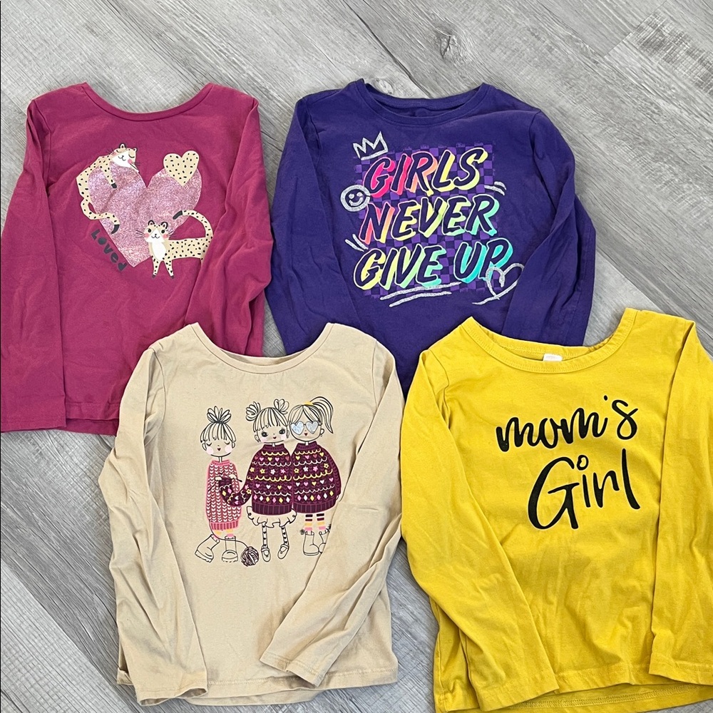 Girls' Graphic Long Sleeve Shirts - Set of 4
